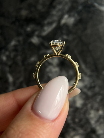 Elongated Oval Dainty 2.1 Carat IGI Certified Lab Grown Diamond Engagement Ring, F Color, VS1 Clarity
