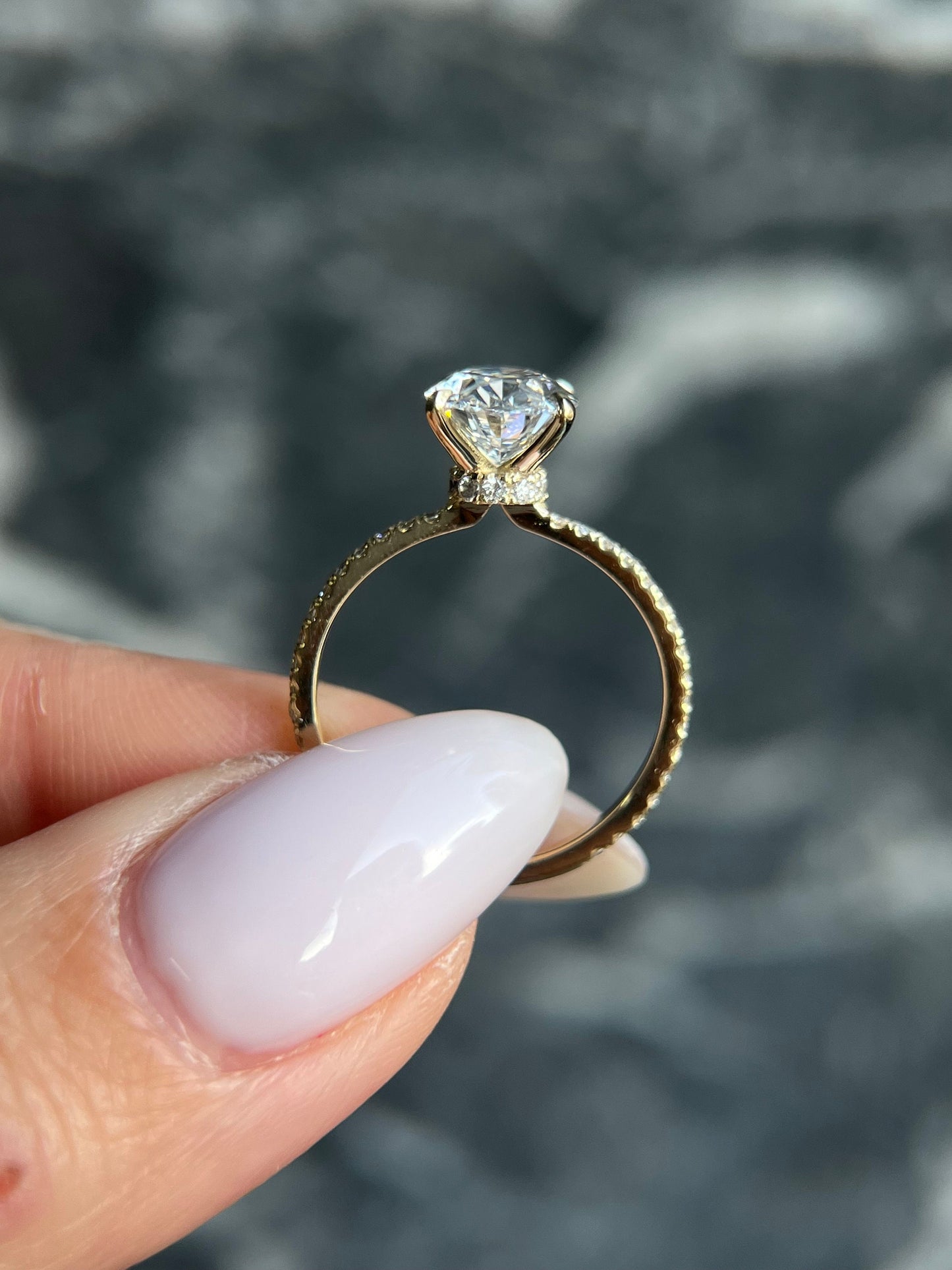 Unique Style Oval Cut 2.3 carat IGI Certified E Color VS1 Clarity Lab Diamond Solitaire Hidden Halo & Side Round Engagement Ring